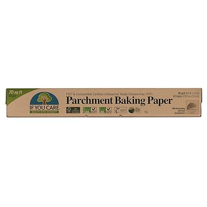 If You Care Parchment Baking Paper – 70 Sq Ft Roll – Unbleached, Chlorine Free, Greaseproof, Silicone Coated – Standard Size – Fits 13 Inch Pans