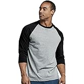 TOP PRO Men's 3/4 Sleeve Casual Raglan Jersey Baseball Tee Shirt (XL, Black/Light Gray)
