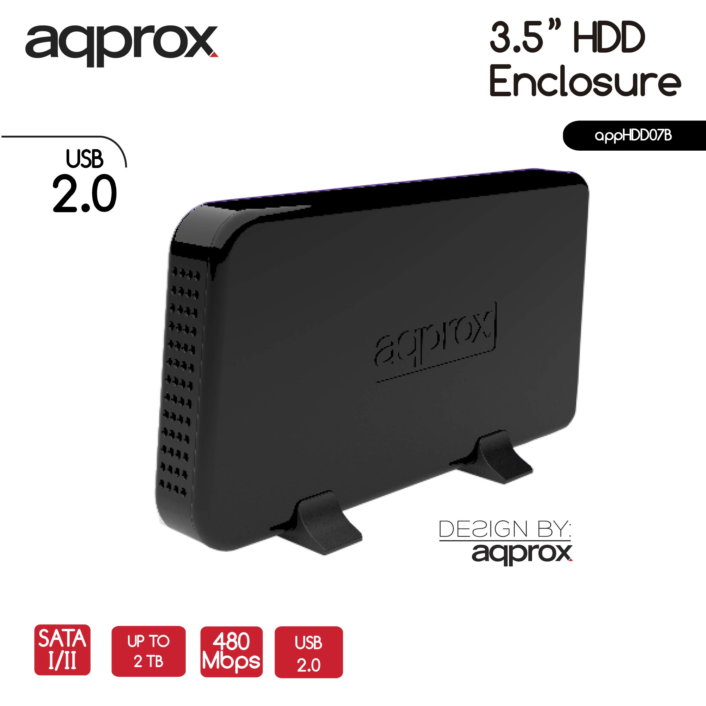 APPROX 3.5-Inch HDD SATA I/II Enclosure with USB 2.0 Connection - Black