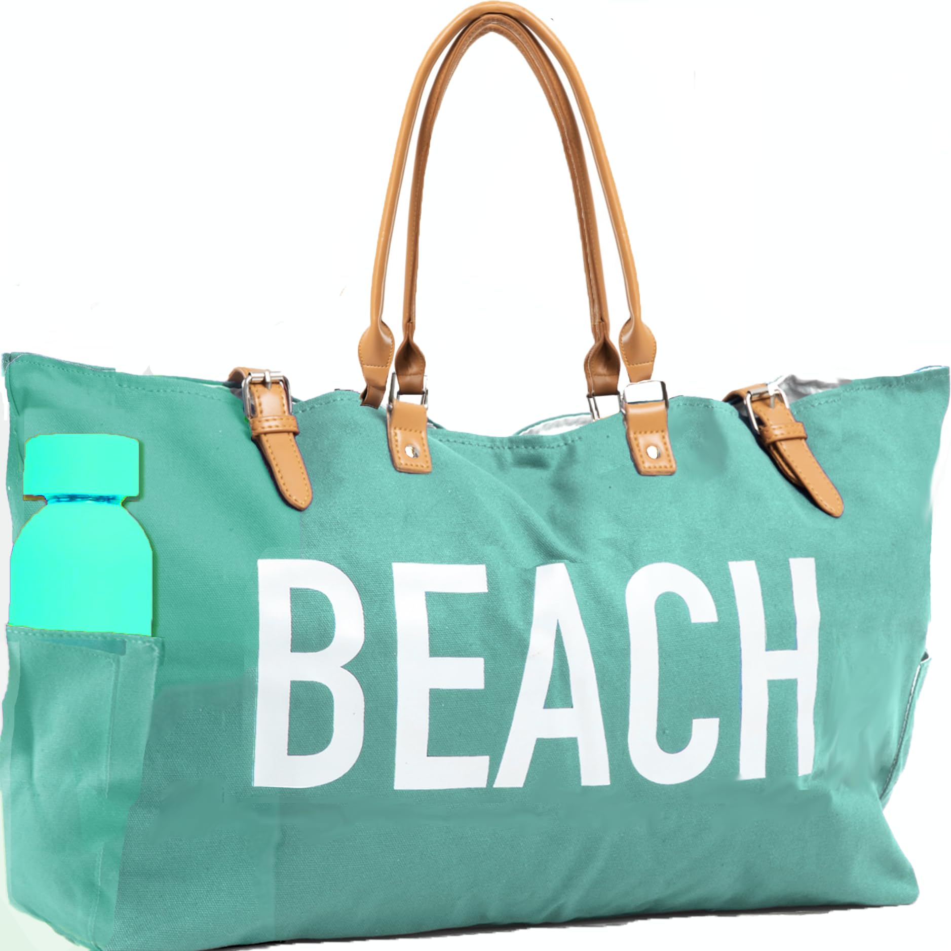 Keho Waterproof Beach Bag with Pockets For Women (Sandproof), Seafoam, XL