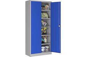 LISSIMO Locking Storage Cabinet,71-Inch Tall Large Steel Utility Locker with Locking Doors and 5 Adjustbale Shelves,Metal Tool Cabinet for Garage,Basement,Home Office