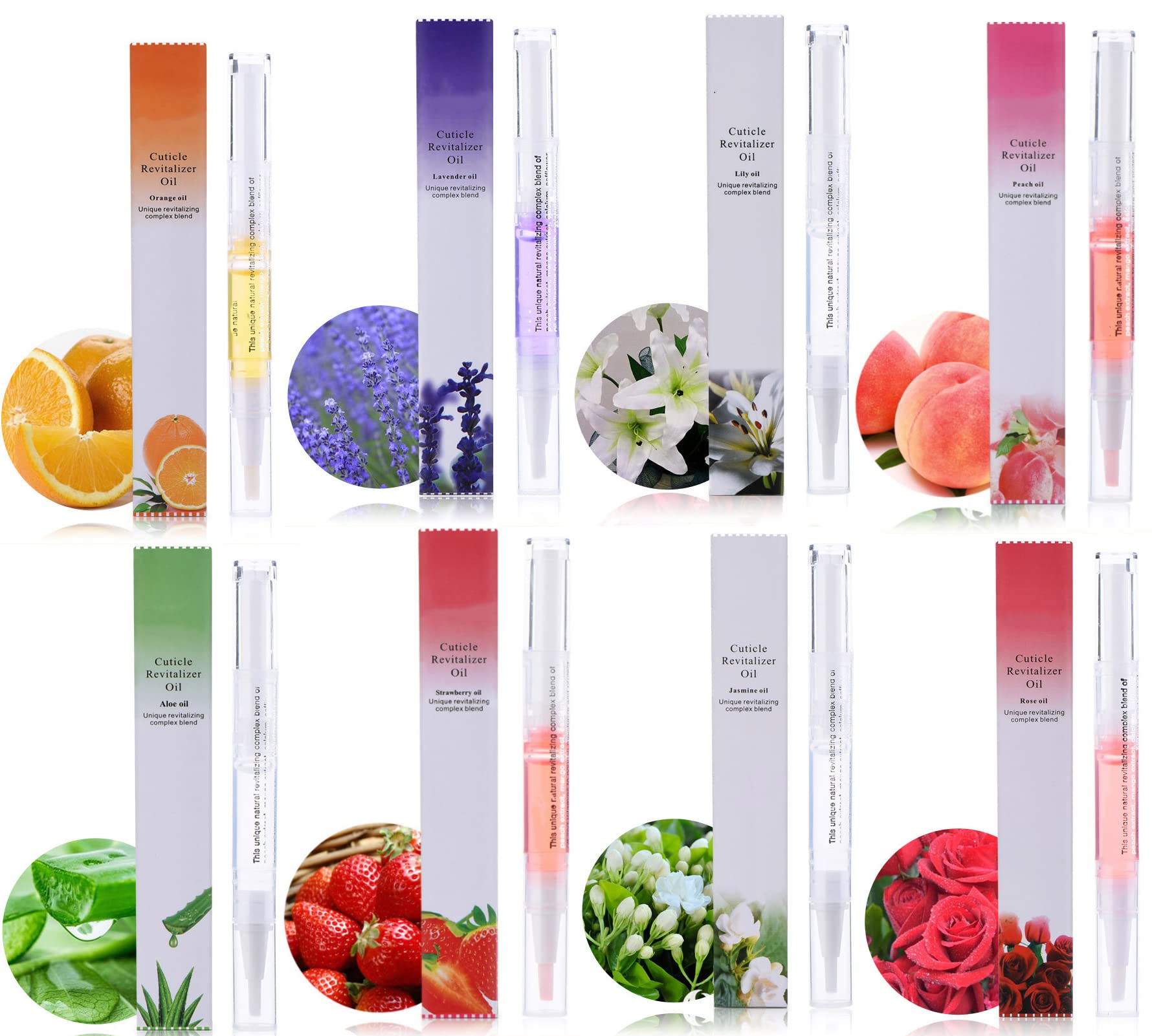 Cuticle Oil Pen for Nail Care,8PCS Nail Oil Pen with Natural Ingredients Revitalize Pen Gel Manicure Pedicure nail art Treatment (Mix)