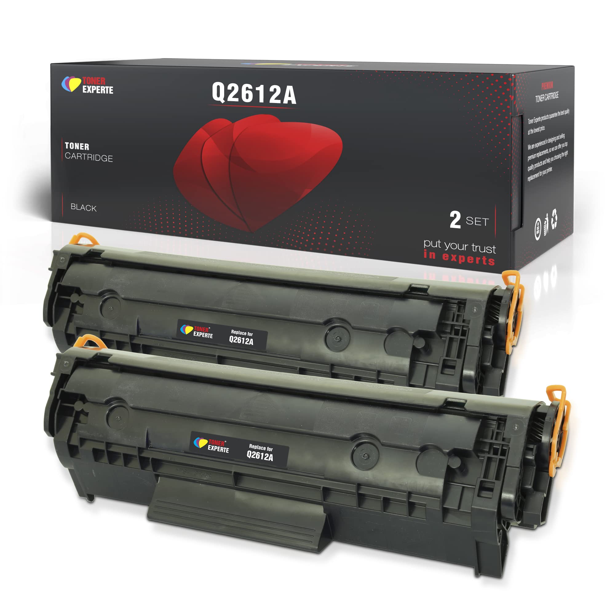 TONER EXPERTE 2-Pack Compatible with Q2612A 12A Premium Toner Cartridges Replacement for Laserjet 1010 1012 1015 1018 1020 1022 1022N 1022NW 3010 3015 3020 3030 3050 3052 3055 M1005 M1319F MFP