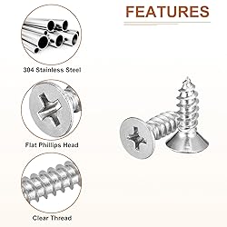 DTGN 25Pcs #10x5/8" Flat Head Wood Screws, 304