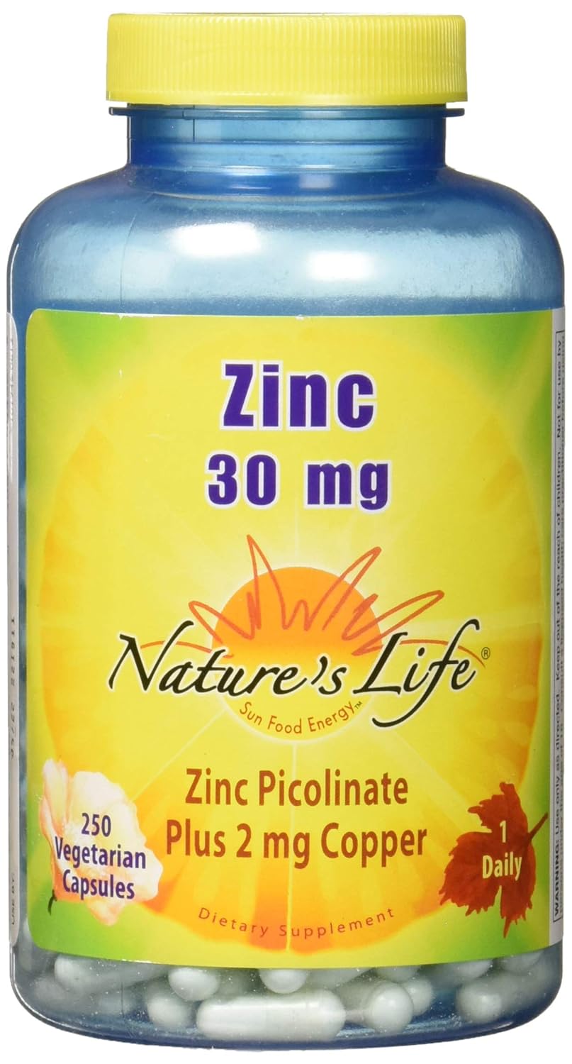 Nature’s Life Zinc Picolinate 30mg Plus 2mg Copper Powerful Immune