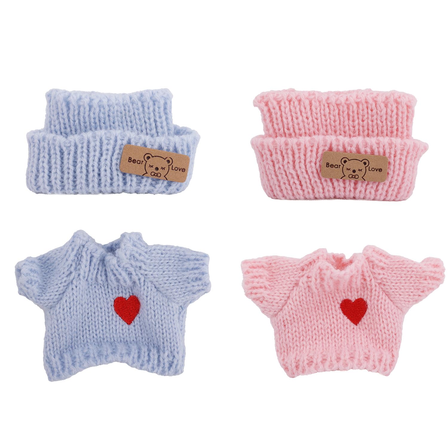 Penitue Doll Clothes Outfit Set, Blue And Pink Sweater Doll Tops Kawaii Costume Dress-Up Clothing Accessories for 6.69in/17cm Plush Dolls Clothes