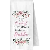 JWERBENPEY Bubbe Gifts Kitchen Towels Decorative,Bubbe Grandmother Gifts for Birthday,Call Me Bubbe Dish Towels,Grandmother Dish Hand Tea Towels for Kitchen Bathroom, 16x24 Inch