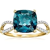 Ross-Simons 4.90 Carat London Blue Topaz and .11 ct. t.w. Diamond Ring in 14kt Yellow Gold