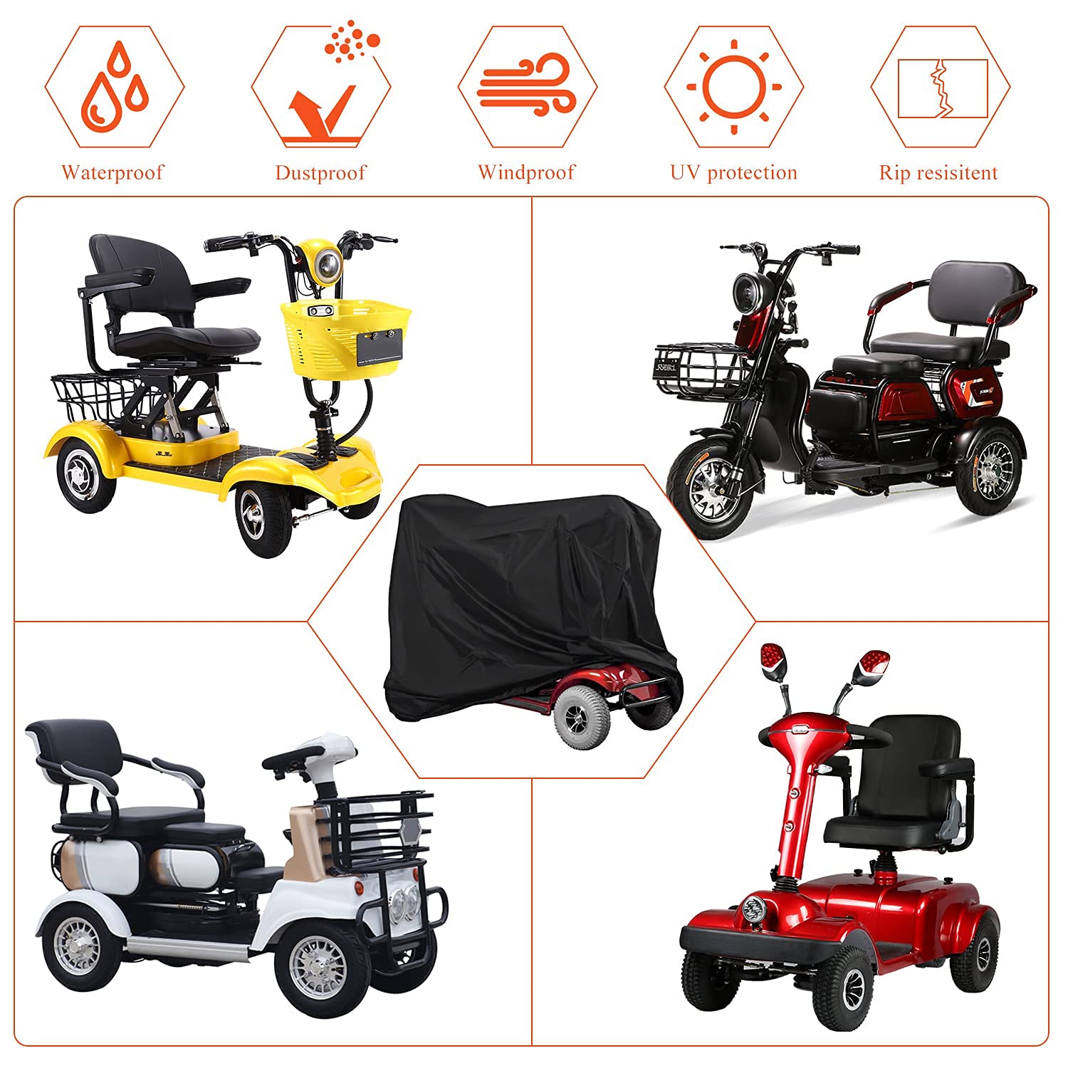 Mobility Scooter Cover,Waterproof Wheelchair Cover for Storage,Mobility Scooter Accessories for All-Weather Outdoor Protection Dust Covers - 55
