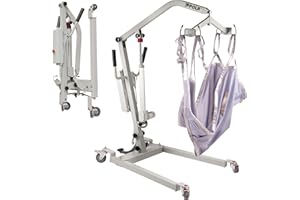 PPOLB Electric Foldable Patient Lift, Full Body Foldable Patient Transfer Lift for Home Use, 400lb Weight Capacity with U-Sling, Foldable Hydraulic Body Transfer for Home, White (Pack of 1)