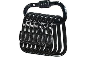 YUCHIYA 8 Pack D-Shape Carabiner Clasp with Screw Gate, 2.2 Inch Mini Keychain Clip Key Chain Buckle, Aluminum Alloy Keyrings Hook for Outdoor Hiking not for Climbing