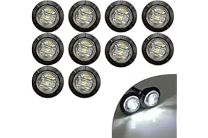 KYYET 10 Pcs 3/4 Inch Mount Clear Lens LED Rear Side Marker Indicator Lights for Trucks, Traile,Cab Marker, RV Marker,Marine 