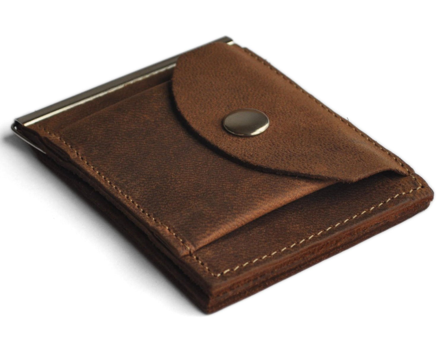 Men's Wallet Leather Brown Slim Wallet Banknote and Credit Card Coins