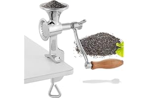 Moongiantgo Hand Grain Mill Grinder Poppy Seeds Mill Stainless Steel Coarseness Adjustable Table Clamp Hand Crank 50g Small Hopper for Pepper Corn Wheat Barley Soybeans Chickpeas Bird feed