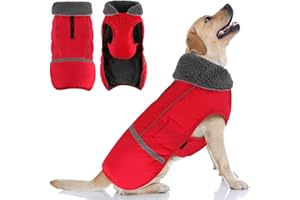 Doglay Dog Coat, Waterproof Dog Jacket Pet Winter Coat for Cold Weather with Thicken Furry Collar, Reflective Puppy Winter Jacket Warm Fleece Lining for Small Medium Large Pets