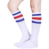 Pareberry Classical Triple Stripes Soft Cotton Over-the-Calf Retro Tube Socks