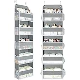 Yecaye 2 Pc Over The Door Organizer with 10 Side Pockets, 44lbs Load Hanging Bathroom and Bedroom Organizer, Behind the Door 
