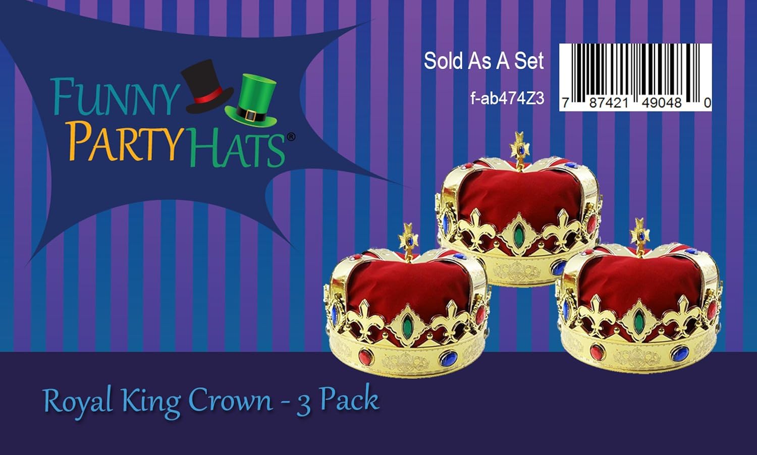 Royal Jeweled King's Crown - Costume Accessory: Clothing