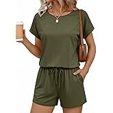 Ekouaer Womens Romper 2026 Summer Casual Short Jumpsuits Beach Vacation Clothes with Pockets