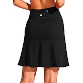 SANTINY 19" Golf Skorts Skirts for Women Zipper Pockets Knee Length Skort Women's High Waist Athletic Tennis Skirt