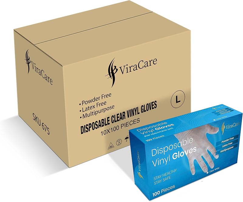 ViraCare 1000 x Large Vinyl Gloves Latex Free Powder Free 1000