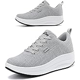 RUIDENG Platform Sneakers for Women Walking All Day | Slip Resistant Work Shoes for Women Comfortable | 2 Inch Thick Wedge Rocker Bottom