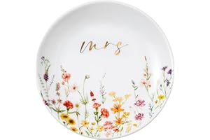 Crisky Mrs Jewelry Ring Dish for Bride Gfits, Bride to Be Wedding Engagement Gift Trinket Tray for Bridal Shower Bachelorette Wedding Party, Fiance Gifts for Women