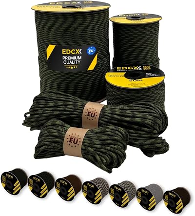 EdcX Paracord 4mm 15-300m 20+ Military Colors Nylon 550 Type III