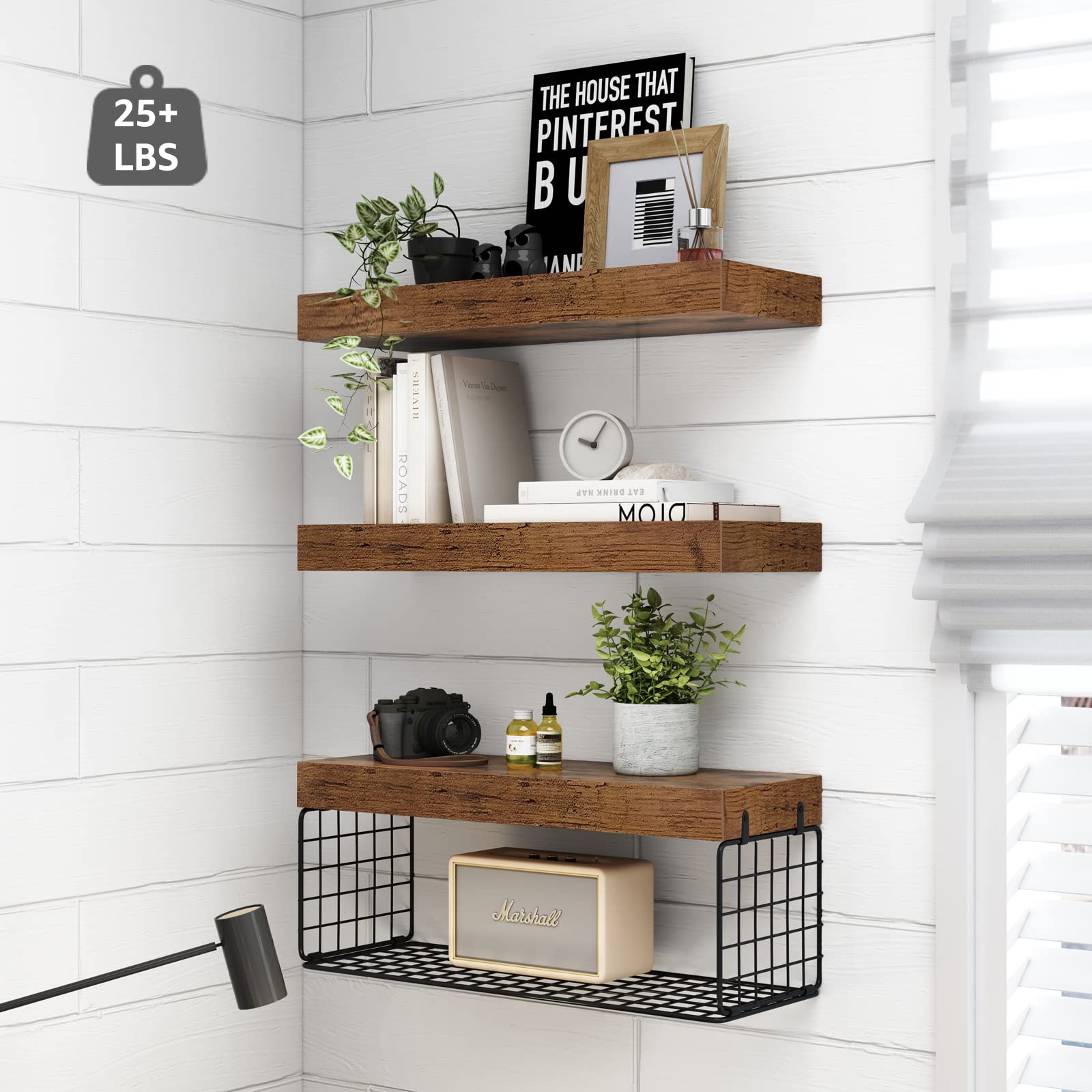 QEEIG Bathroom Shelves Over Toilet Wall Mounted Floating Shelves ...