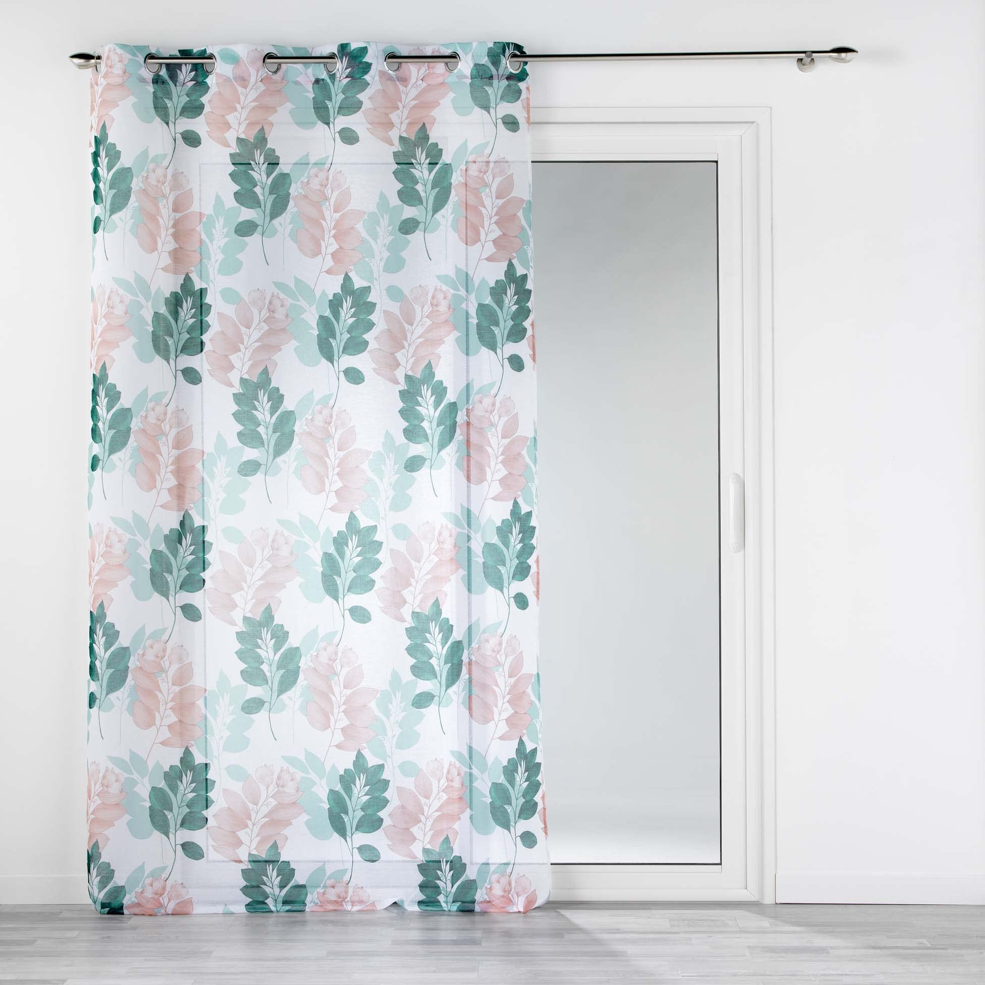 Douceur d'Intérieur, Belline White Emerald Printed Eyelet Curtain 140 x 240 cm