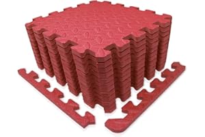 9HORN Exercise Mat/Protective Flooring Mats with EVA Foam Interlocking Tiles and Edge Pieces Suitable for Gym Equipment, Yoga, Surface Protection