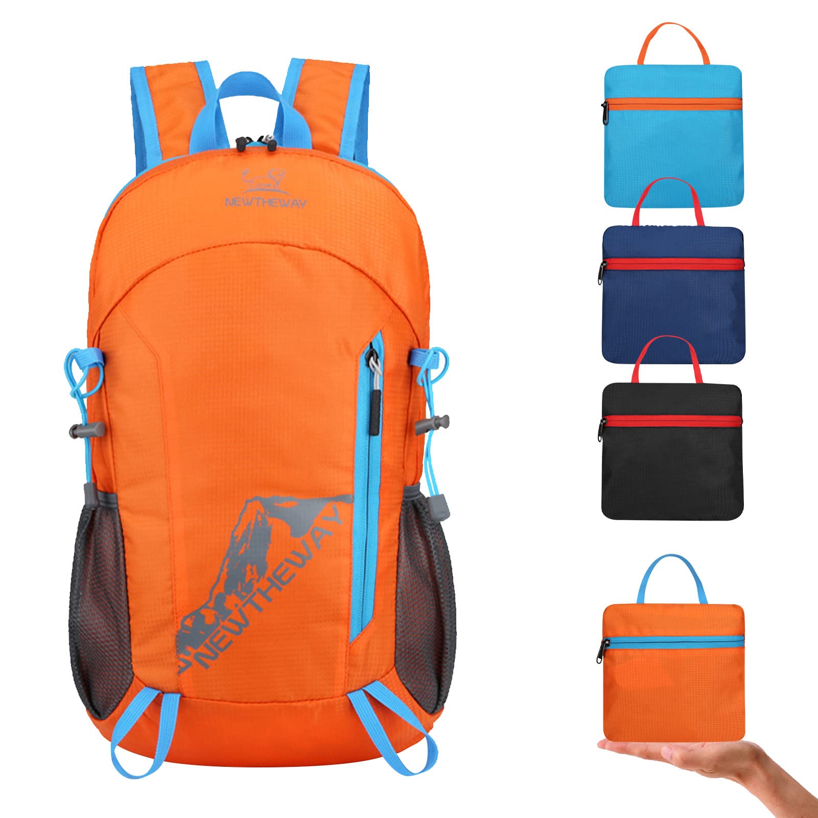 M MUNCASO 20L Lightweight Foldable Backpack, Small Hiking Backpack Travel Camping Outdoor Sports Backpack Packable Daypack, Waterproof & Wear-resistant Bags for Women Men (Orange)