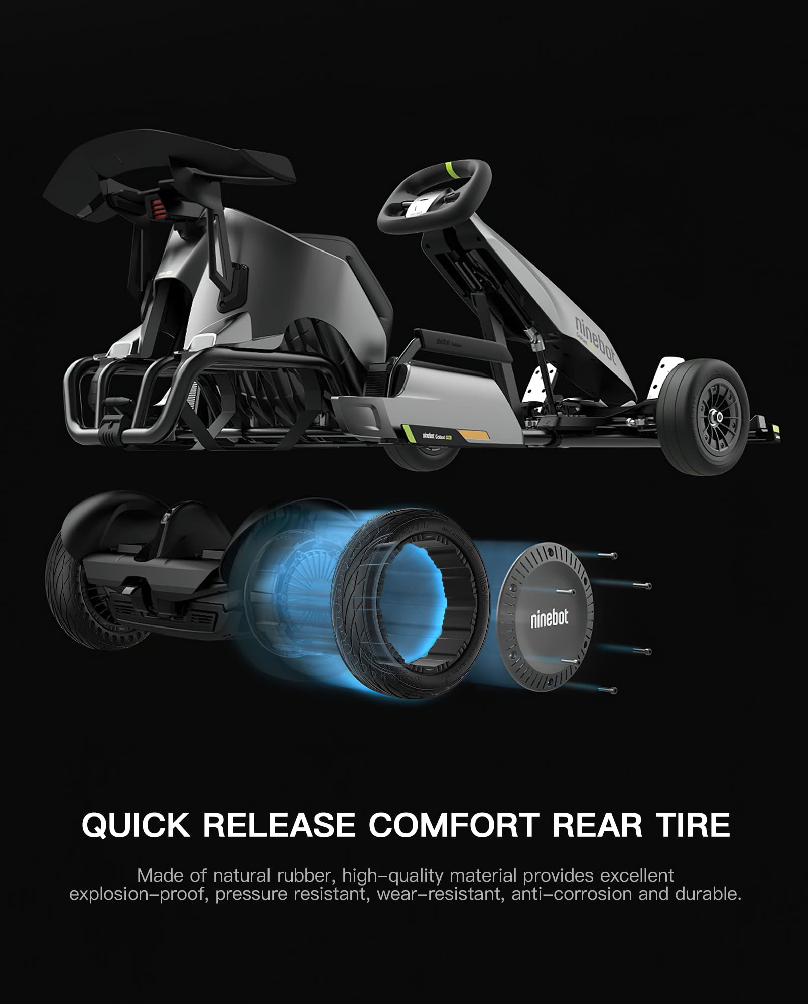 stio Comfort Tire for Electric GoKart Pro and Gokart Bundle Rear Tire Kit, Compatible with Ninebot by Segway S-MAX Self Balance Scooter,Gokart(with Ninebot S Max),Go kart PRO Tyre Original Accessories