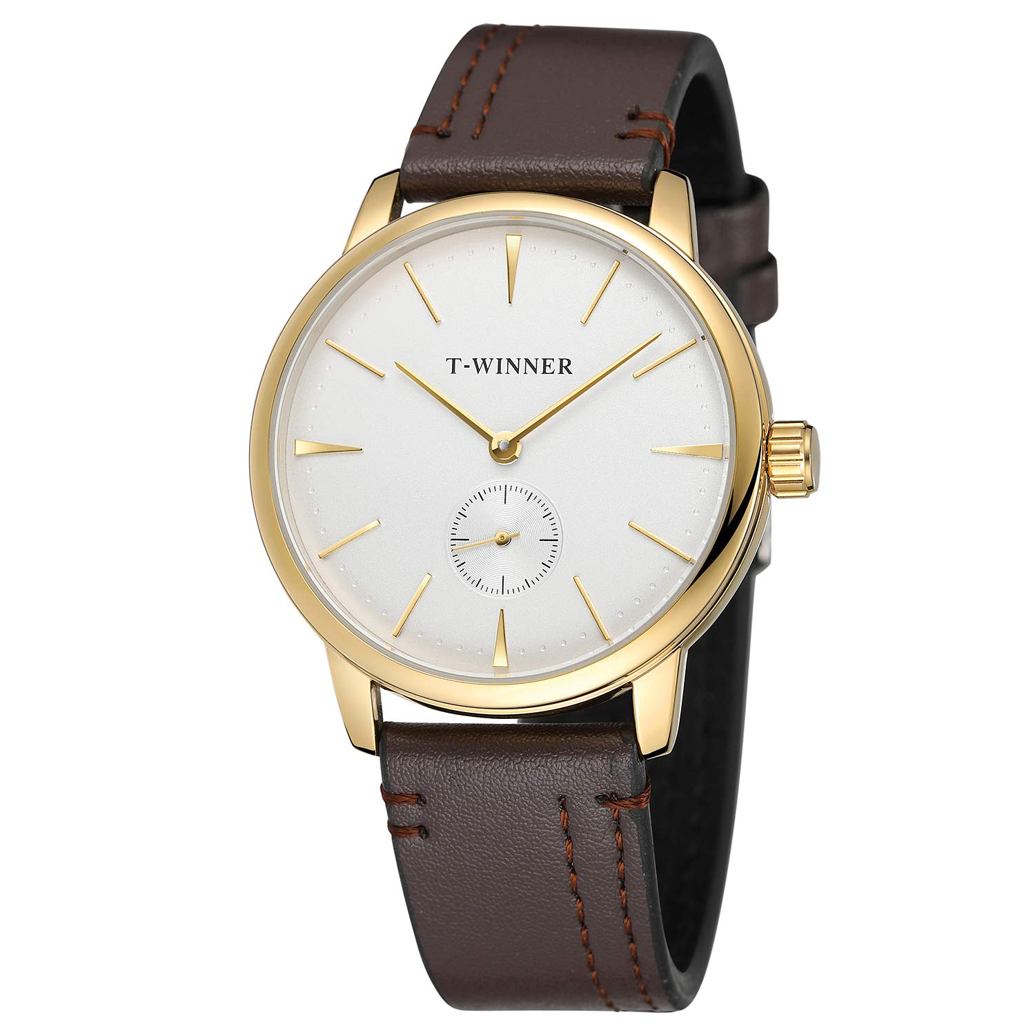 FORSINING Men's Mechanical Hand-Wind Sport Style Analog Watch with Leather Strap