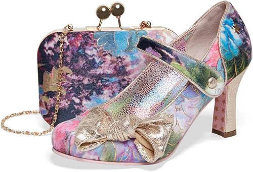 multi coloured shoes and matching bags