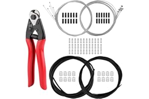 NQEUEPN 91pcs Stainless Steel Bike Cable Kit, Universal Bicycle Brake & Shift Derailleur Cable Housing with End Caps O-Rings,