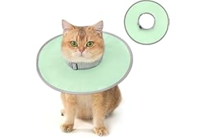 Avont Soft Cat Cone Collar, Lightweight Kitten Cone After Surgery, Comfortable E-Collar Alternative for Small Medium Large Cats to Stop Licking, Water-Resistant & Foldable Design -Green(S)