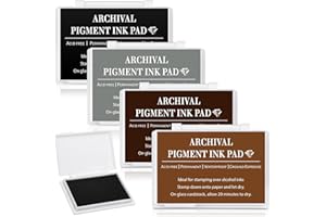 MotiMind 4 Pcs 4 Colors Archival Pigment Waterproof Ink Pad for Stamps 3.7 x 2.5 Inch Permanent Waterproof Ink Pad for Card Making, Stamping, Scrapbooking Gift