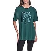 DKNY Womens Short Sleeve Stacked Satin Logo T-Shirt