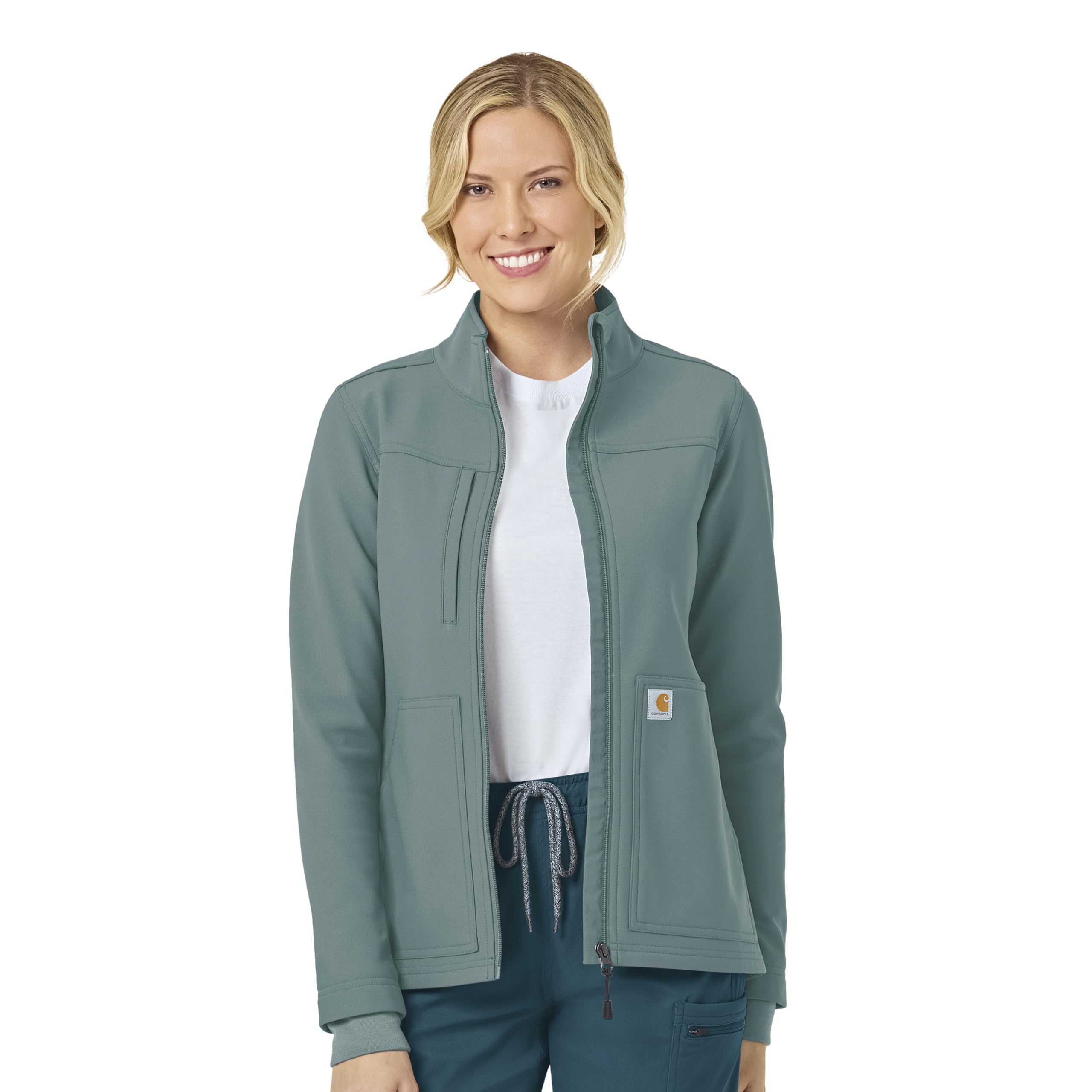 Carhartt Scrubs C81023 Women's Rugged Flex® Modern Fit Bonded Fleece Jacket X-Large Summer Blue Image Carhartt Scrubs C81023 Women's Rugged Flex® Modern Fit Bonded Fleece Jacket X-Large Summer Blue Image