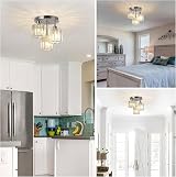 Rayofly 3-Lights Crystal Ceiling Light Chrome Semi Flush Fixture view 6