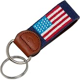 Huck Venture Leather Hand-Stitched Needlepoint Key Fob or Key Chain