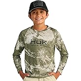 HUK Boys Pursuit Camo Crew Sleeve Shirt, Performance Shirt for Kids