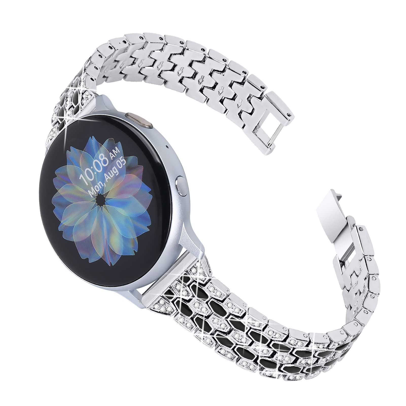 JOYOZY Women Stylish Bands Compatible with Samsung Watch 6/5/4/FE/7 40mm 44mm/Galaxy Watch Active 40mm/Active2 40mm 44mm/Watch 5 pro,20mm Quick Release Strap Bling Bracelet for Galaxy Watch