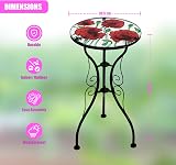 GEEZY Mosaic Garden Table - Poppies Design, 30.5cm Weatherproof Iron view 9