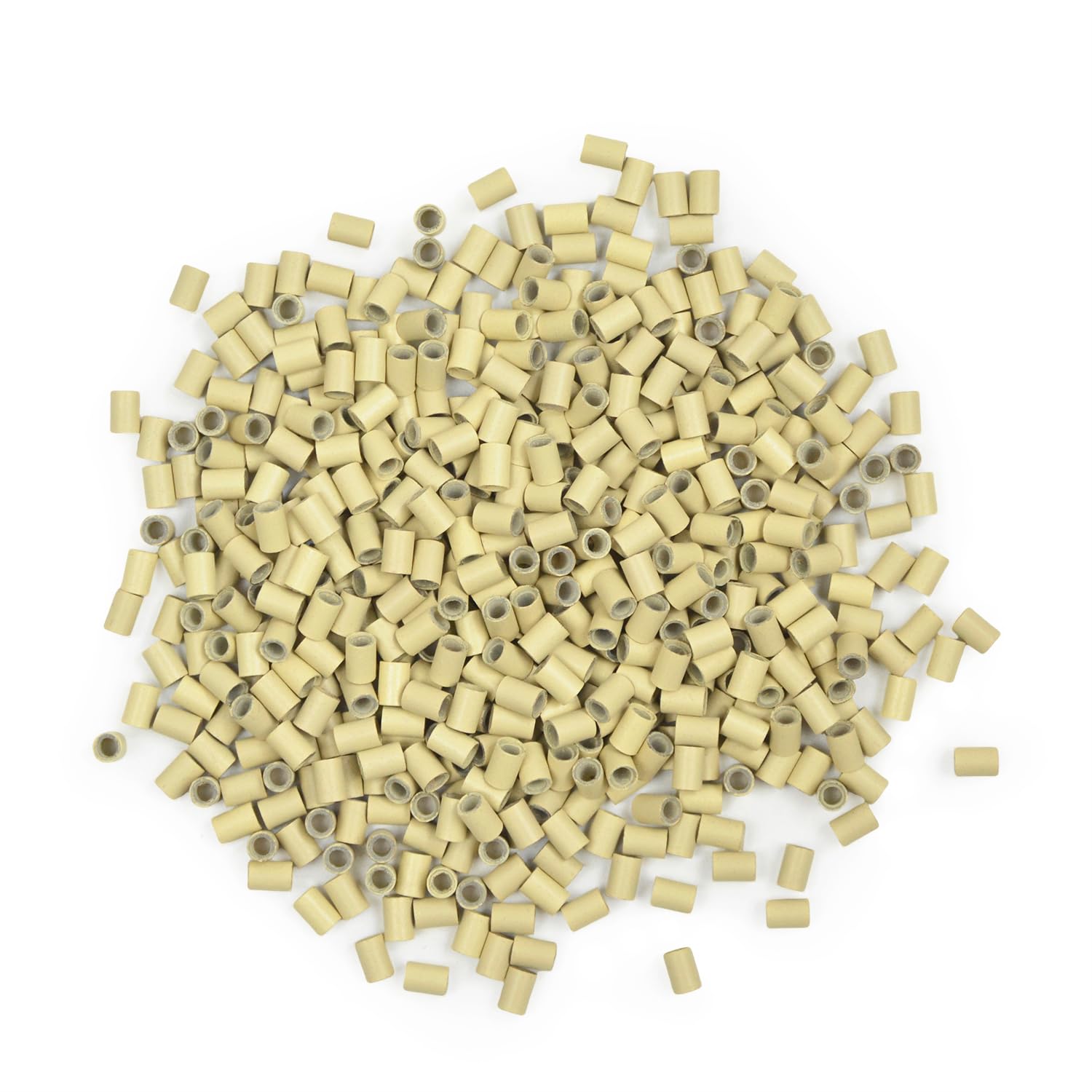 3.5 mm Copper Tube Micro Link Beads with Silicone Lined Micro Ring Hair Beads for I-Tip Hair Extensions (500 Pcs Blonde)