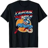 Marvel Big & Tall Classic Captain America Stats - Camiseta De Manga Corta Para Hombre, Negro