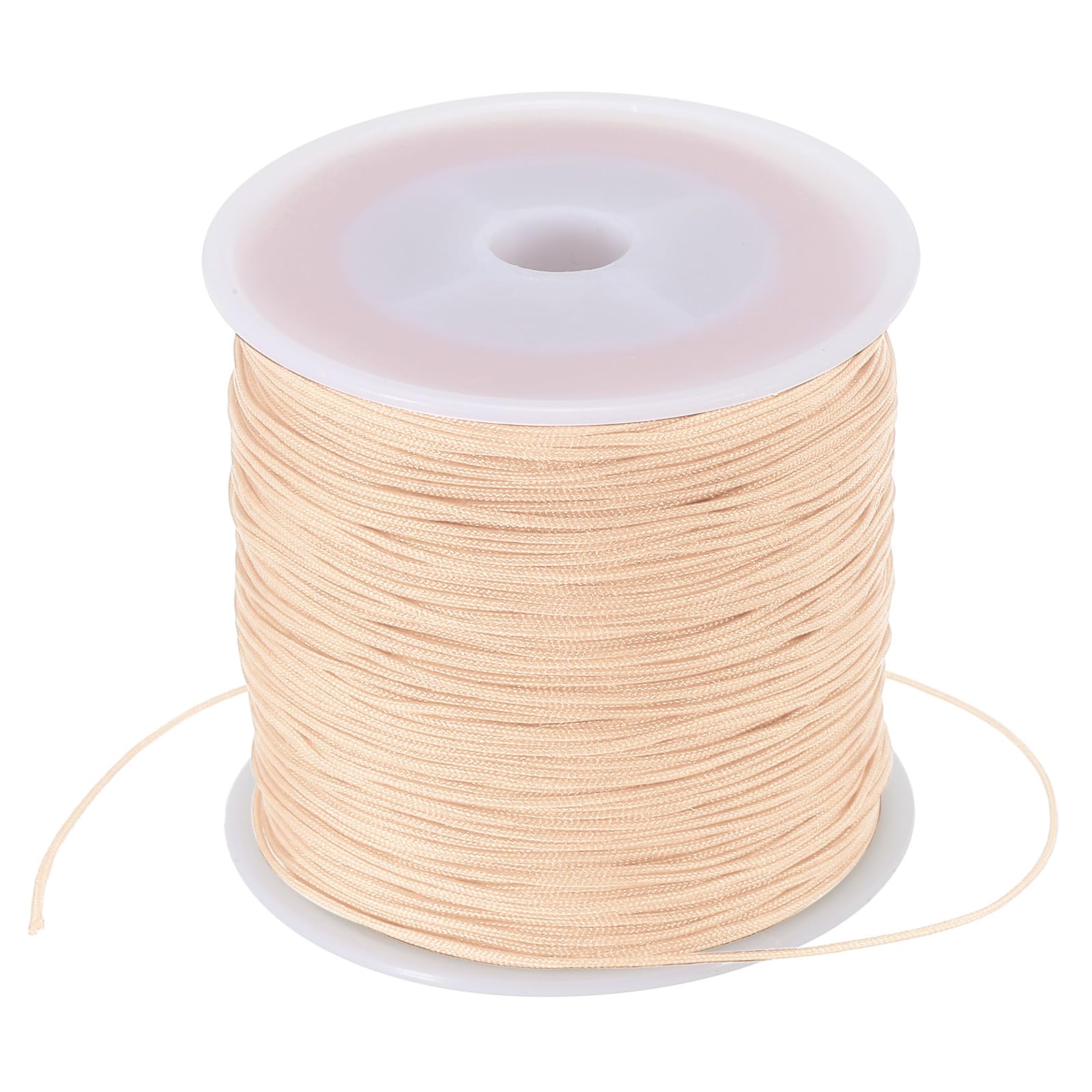 PATIKIL 0.8mm x 109 Yard Nylon Satin Cord, Nylon Beading String Knotting Cord Chain Braided Rope for Bracelets Jewelry Trim Chinese Knot Beige-Red