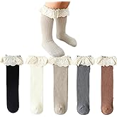 Taous Assam Baby Girls Knee High Socks Kids Toddler Tube Ruffled Stockings Little Girl's Lace Heelless Socks