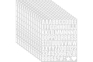 STICEARD 1470Pcs Letter Stickers Alphabet Stickers 15 Sheets Vinyl Small Mailbox Numbers 1 Inch Self Adhesive,Stick on Letters for Scrapbook Water Bottles Mailbox Cup Craft Sign Classroom Address Number White